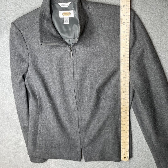 Talbots Wool Blazer Womens 4 Gray Jacket Full Zip Career Preppy Made In Italy - Picture 5 of 14